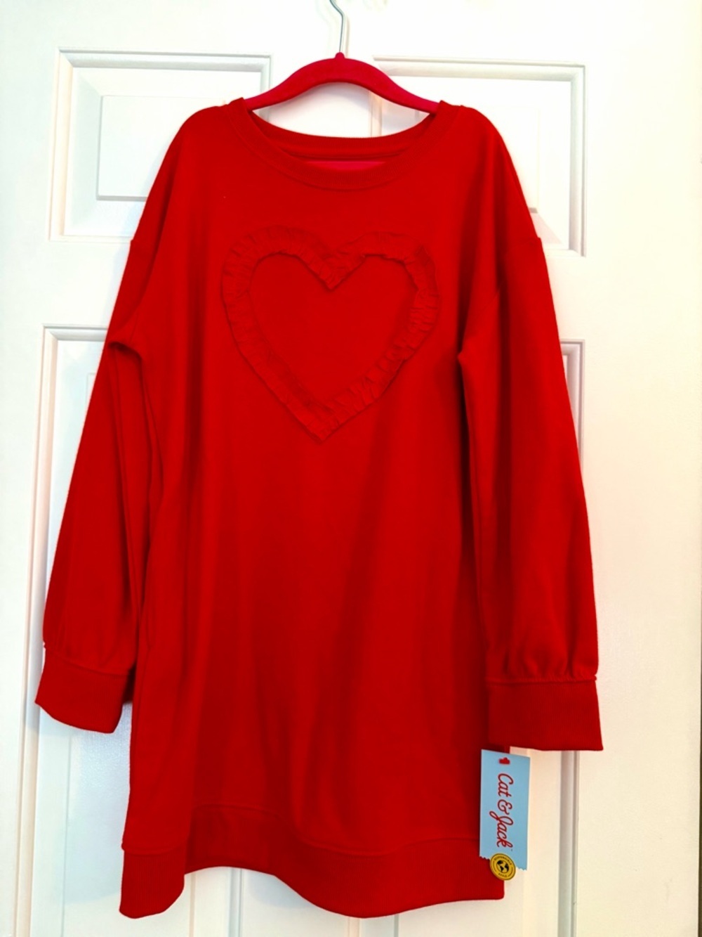 Cat & Jack Bright Red Heart Ruffle Tunic